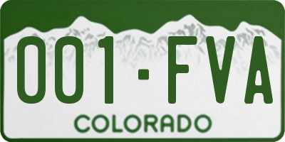 CO license plate 001FVA