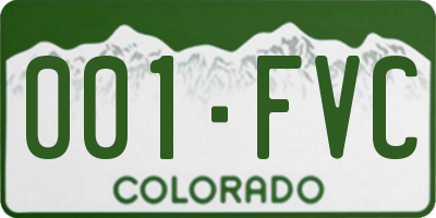 CO license plate 001FVC