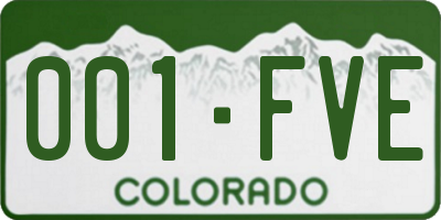 CO license plate 001FVE