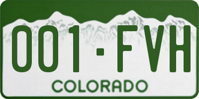 CO license plate 001FVH