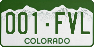 CO license plate 001FVL