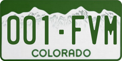 CO license plate 001FVM