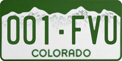 CO license plate 001FVU