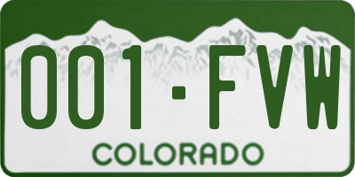 CO license plate 001FVW