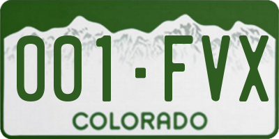 CO license plate 001FVX