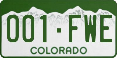 CO license plate 001FWE