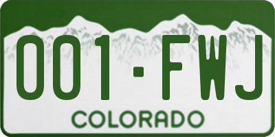 CO license plate 001FWJ