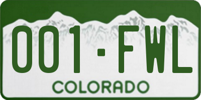 CO license plate 001FWL