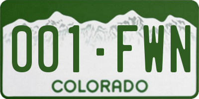 CO license plate 001FWN