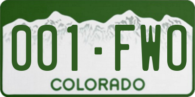 CO license plate 001FWO