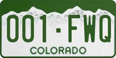 CO license plate 001FWQ