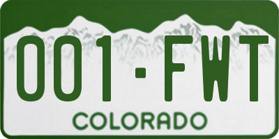 CO license plate 001FWT