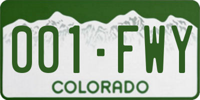 CO license plate 001FWY