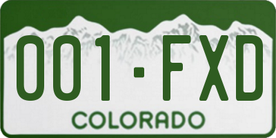 CO license plate 001FXD