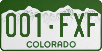 CO license plate 001FXF