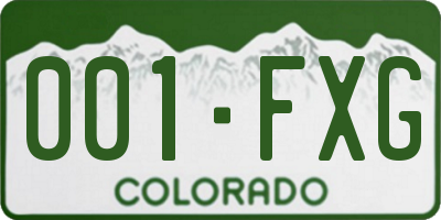 CO license plate 001FXG