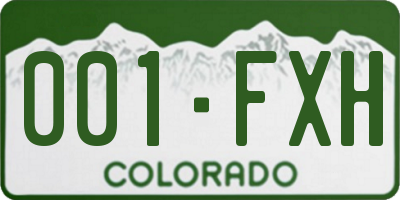 CO license plate 001FXH