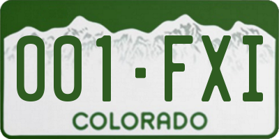 CO license plate 001FXI