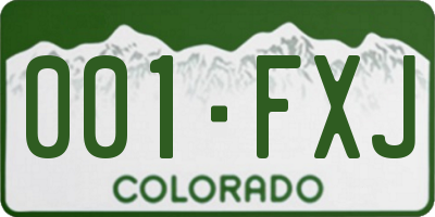 CO license plate 001FXJ