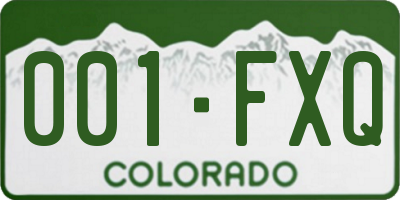 CO license plate 001FXQ