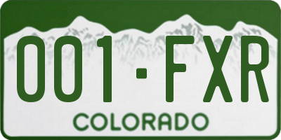 CO license plate 001FXR