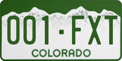 CO license plate 001FXT
