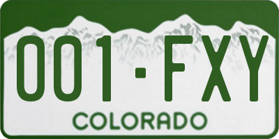 CO license plate 001FXY