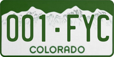 CO license plate 001FYC