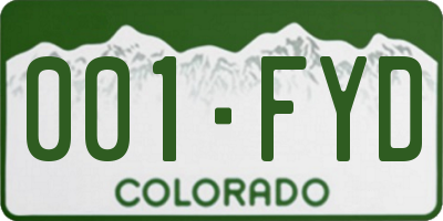 CO license plate 001FYD