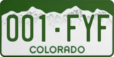 CO license plate 001FYF