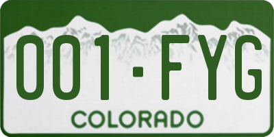 CO license plate 001FYG