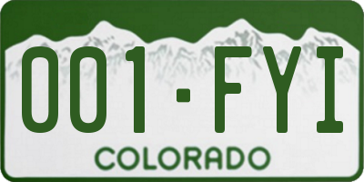 CO license plate 001FYI