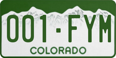CO license plate 001FYM