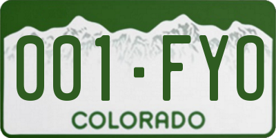 CO license plate 001FYO