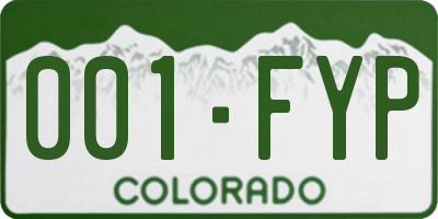 CO license plate 001FYP