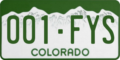 CO license plate 001FYS