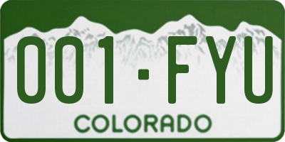 CO license plate 001FYU