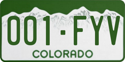 CO license plate 001FYV