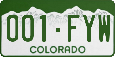 CO license plate 001FYW