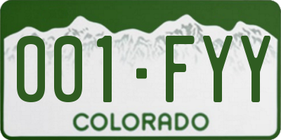 CO license plate 001FYY