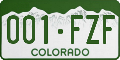 CO license plate 001FZF