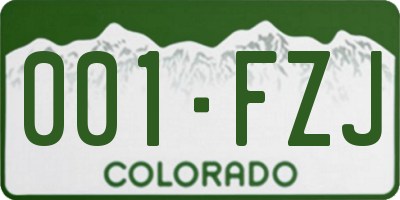 CO license plate 001FZJ