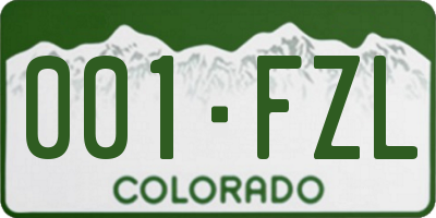 CO license plate 001FZL