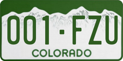 CO license plate 001FZU