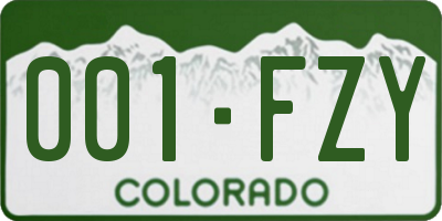 CO license plate 001FZY