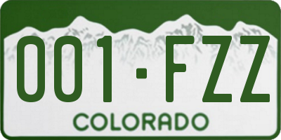 CO license plate 001FZZ