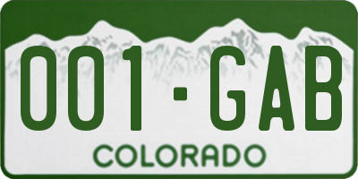 CO license plate 001GAB