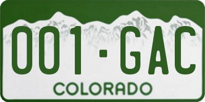 CO license plate 001GAC