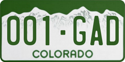 CO license plate 001GAD