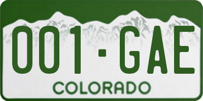 CO license plate 001GAE